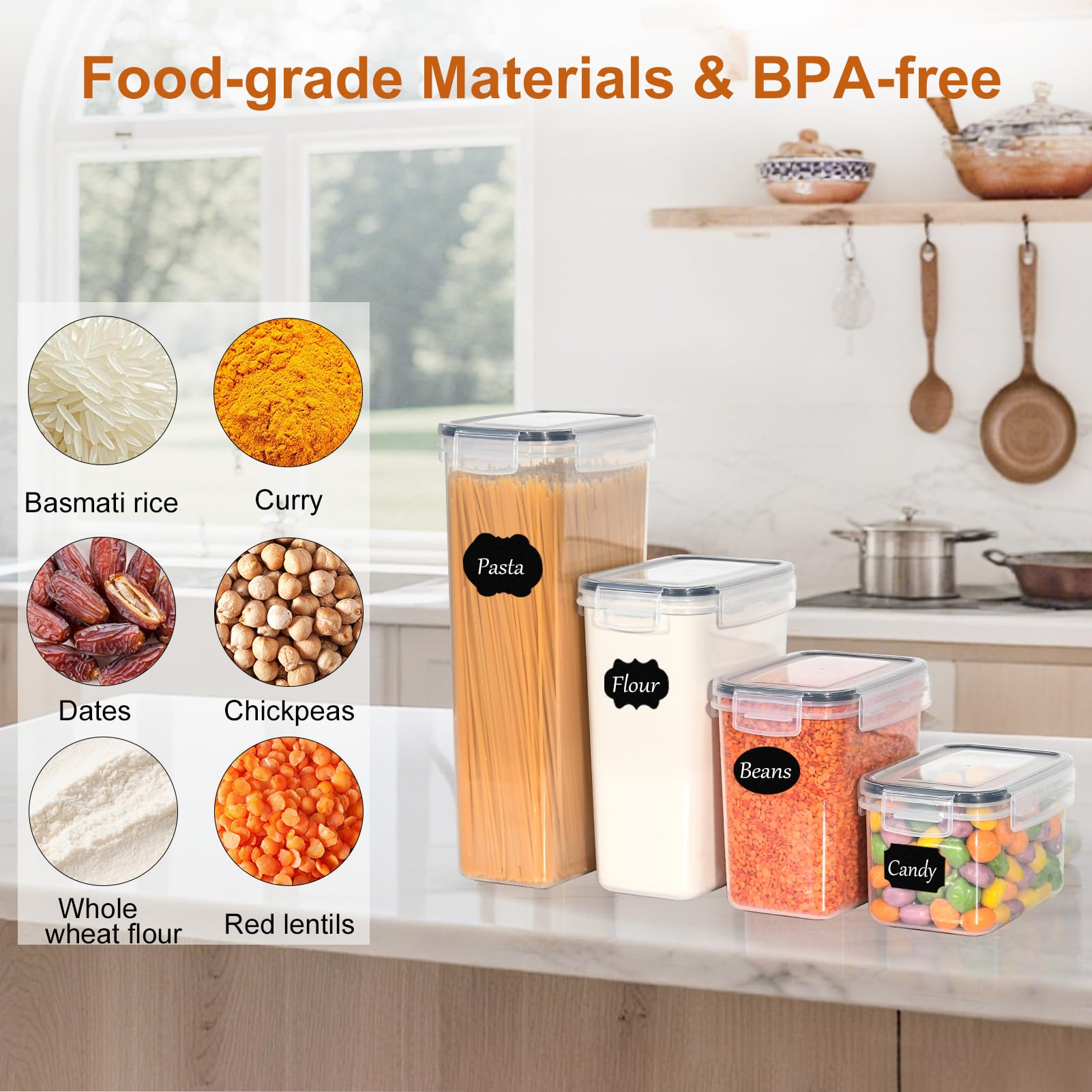 GoMaihe Vorratsdosen mit Deckel Luftdicht: 32er Vorratsbehälter Set für Mehl Zucker Müsli Nudeln | Luftdicht Aufbewahrungsbox Küche für Lebensmittel Mit Stift & Etikett | BPA-frei 3