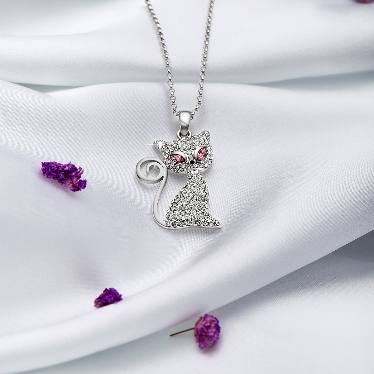 Yonteia Birthday Gift for Women Pink Kitty Necklace