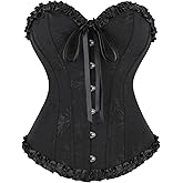 Zhitunemi Black Corset Tops for Women: Pirate Costume Women Bustier for Historical Reenactors Theme Parties Retro Photoshoots