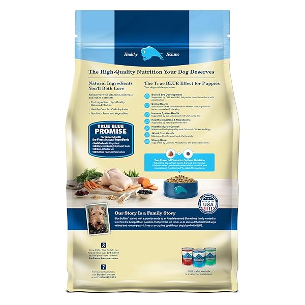 BLUE BUFFALO LIFE PROTECTION FORMULA PUPPY DRY DOG FOOD WITH DHA AND ARA, MADE WITH NATURAL INGREDIENTS, CHICKEN & BROWN RICE RECIPE, 5-LB BAG