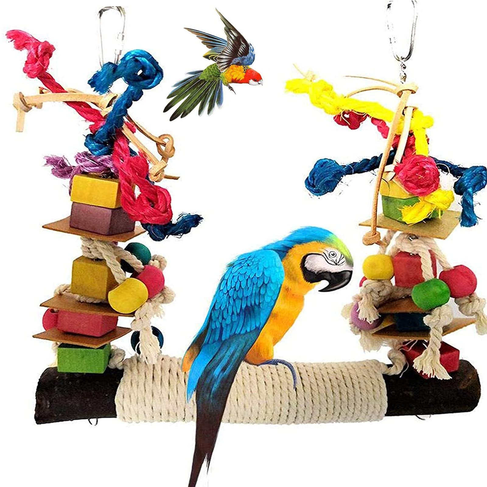 HPiano Parrot Toy, Bird Toy, Parrot Bite Toy, Bridge Ladders, Swing Perched Bird Toy, Climbing Toy, Animal Cages Decoration for Parrots Birds