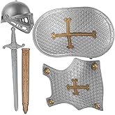 TOYANDONA Retro Armor Set for Kids - Medieval Knight Costume with Toy Shield and Helmet - Children S Role Play Cosplay Accessories for Dress up and Imaginative Play