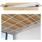 Muzata 64 Sq Ft Drop Ceiling Grid System White Complete Set TS04 | Galvanized Steel Grid Kit for 2&times;2/2&times;4 FT Ceiling Panels，Easy Installation for Basement Living Room Kitchen Bathroom Ceiling