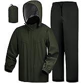 iCreek Rain Suit Waterproof Hooded Rain Gear Breathable Lightweight Packable Rain Jacket Pants Men Women for Hiking Fish Golf