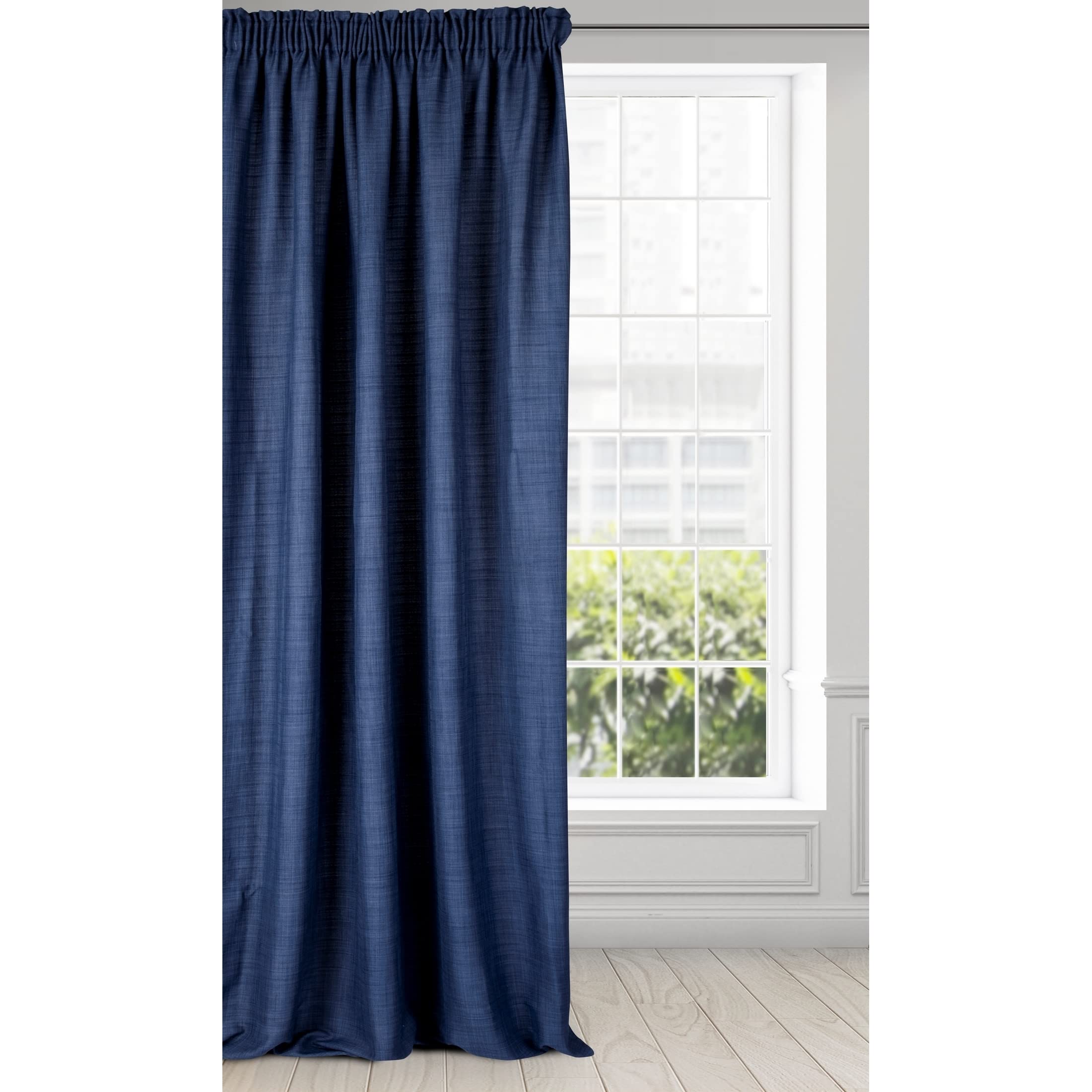 Eurofirany Amelia Curtain Ruffle Tape Plain Plain Weave Living Room Lounge 1 Piece Polyester Blue 140 x 270 cm