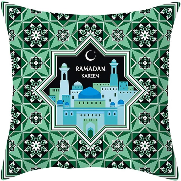 Rancheng 18 X18 Ramadan Pillowcase Islamic Ramadan Festival Pillow Case Printing Cotton Cushion Cover Sofa Bedroom Home Patio Car Pillow Cover