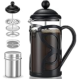 WORBIC French Press Coffee Maker, 3 Level Filtration System, Coffee Press with Heat Resistant Borosilicate Glass, 12oz Coffee