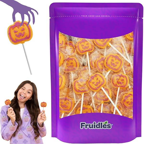 FRUIDLES ORANGE PUMPKIN TATTOO LOLLIPOP SUCKERS CANDY, GREAT...