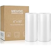 Wevac Vacuum Sealer Bags 6x50 Rolls 2 pack for Food Saver, Seal a Meal, Weston. Commercial Grade, BPA Free, Heavy Duty, Great for vac storage, Meal Prep or Sous Vide