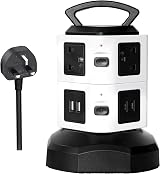 Ackly Tower Extension Lead with USB Ports 2 USB-C 4 Outlets 2m Surge Protected view 1