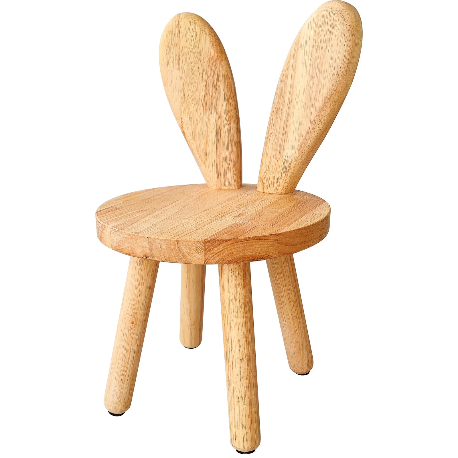 Yier Mei Solid Wood Stand Stool Customized Rabbit Ears Shaped Backrest Kids Small Chair,Round Wooden Childs Furniture for Eating, Reading and Playing(Wood Color)