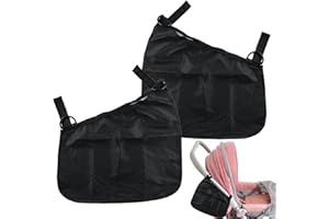 MINGXIONG 2PCS Universal Side Sling Stroller Cargo Net,Portable Storage Mesh Bag,Stroller Storage Organizer Bag,Non-Slip and Adjustable Straps Side Sling Mesh Organizer(Black)