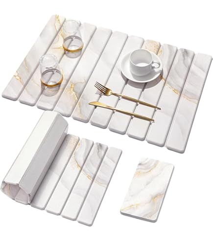 SILIDRY Large Stone Dish Drying Mat - 24"x16" Foldable Diatomaceous Earth Mat, Super Absorbent For Kitchen Counter