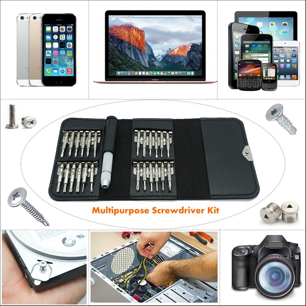 27 in 1 Small Precision Screwdriver Set, Torx Phillips Pentalobe Triwing Screwdriver Bit Set with Magnetizer,Portable Repair Tool Kit for iPhone,Macbook,iPad,Laptop & Glasses