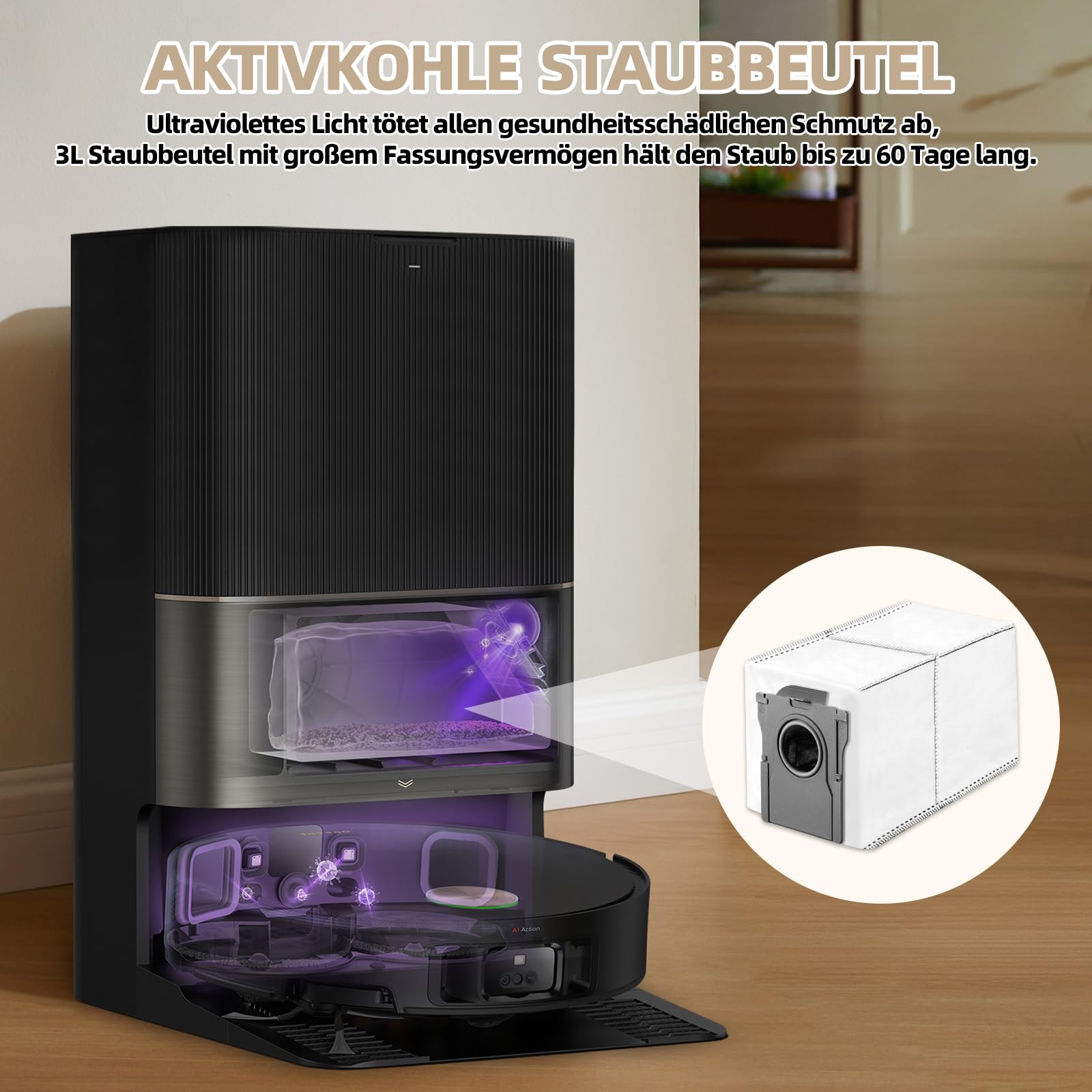 26 Stück Zubehör für Dreame X50 Ultra Complete / L40s Pro Ultra / Matrix10 Ultra/Mova V50 Ultra Saugroboter, 2 Hauptbürste 6 Wischpad 6 Beutel 6 Seitenbürste 4 Filter 1 Reinigungsbürste 1 Screwdriver 6