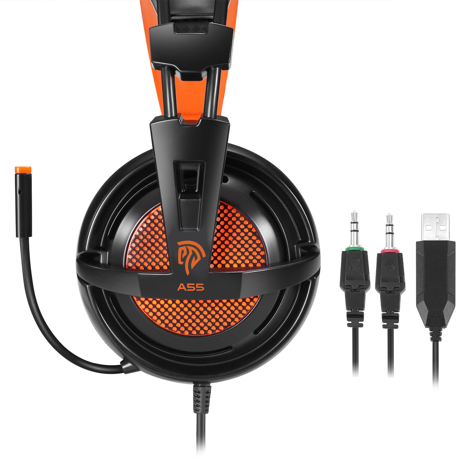 PC Gaming Headset, EasySMX Over-ear Wired Stereo Lightweight Gaming Headset 3.5mm Jack LED Indicator Adjustable Mic and In-line Controller One-key Mute for PC Tablet MP3 MP4 SONY and iPhone 6/7 etc.