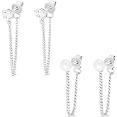Amazon Essentials Plated Front To Back Cubic Zirconia Drop Earring Set