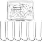 Mtlee 50 Pcs U Pins, 0.9 Inch Stainless Steel Blocking Pins, Silver | U Shapes, Double Prong Fork for Sewing, Crafts Projects, Jewelry Making, Decor Assembly, Multi-use for Fabric Blocking