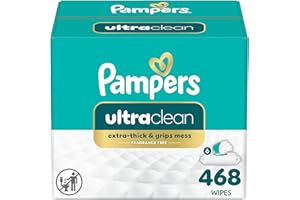 Pampers Free & Gentle 100% Plant-Based Fragrance Free Baby Wipes, 6 pack, 468 Count