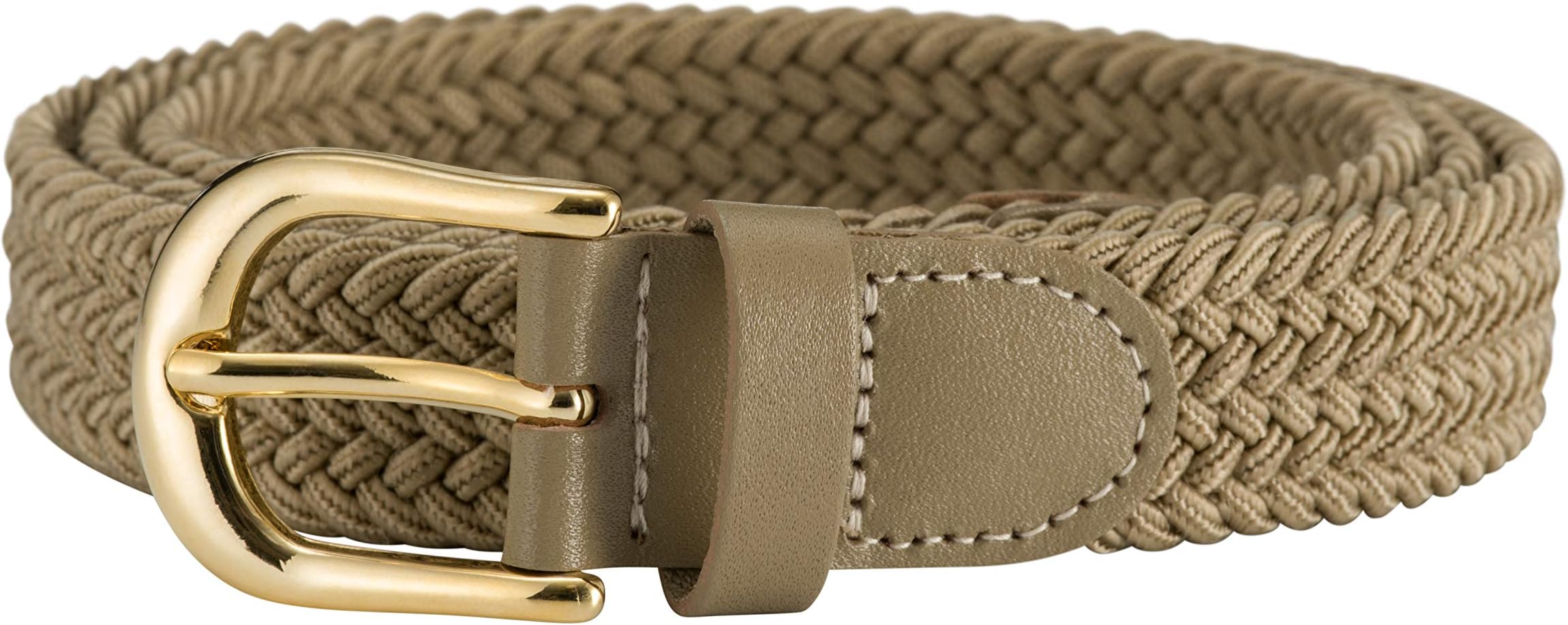 Ladies Stretch Belts - 5 Sizes Elasticated Woven Braided Fabric. 1 inch Wide with Gold Buckle.