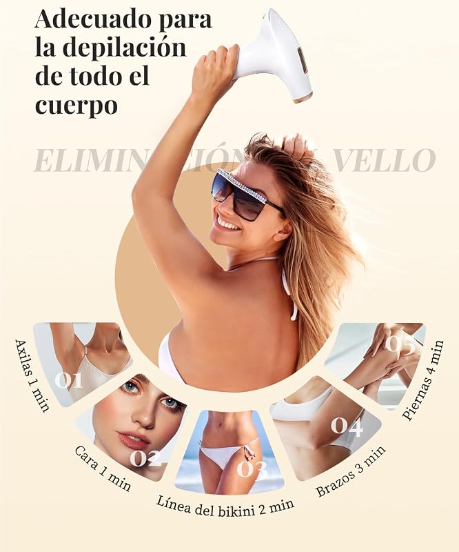 Depiladora Láser IPL Sin Dolor para Rostro, Bikini y Cuerpo, IFE03