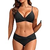 Aqua Eve Women Bikini Set - Two Piece Swimsuit Mid Rise Bathing Suit Push Up Bikini