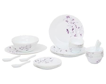 LaOpala Diva Dazzle Purple Dinner Set - 33 Pieces - White