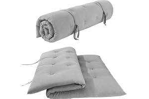 HOMBYS Japanese Floor Mattress Full Size,Foldable Tatami Mat,100% Cotton Shell Sleeping Mat Futon Mattress,Dormitory Sleeping Pad,Roll Up Floor Lounger Bed for Adult Child,Grey 80 in x 54 in