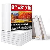 ESRICH Stretched Canvas for Painting, 16 Pack 8x8 Square Canvases for Painting Primed Acid-Free Blank Canvases,Painting Canvas for Beginners, Artists for Oil,Acrylic Paint, Pouring Painting.