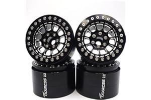 TXXRCSS RC 2.2 Aluminum Alloy Beadlock Wheels and Tires Upgrades Accessories Rims for 1/10 SCX10 TRX4RC4WD and D90 RC Crawler Axial Remote Control Car (4pc) (Black)