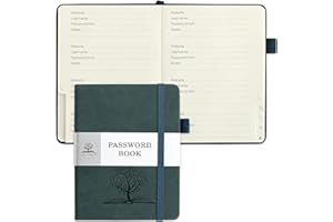 DAOFARY Password Book with Alphabetical Tabs - Small Password Keeper Book (5.6 * 4.3 in) with Inner Pocket, Hardcover Password Keeper Notebook for Log Internet Website Information (Lake Blue)