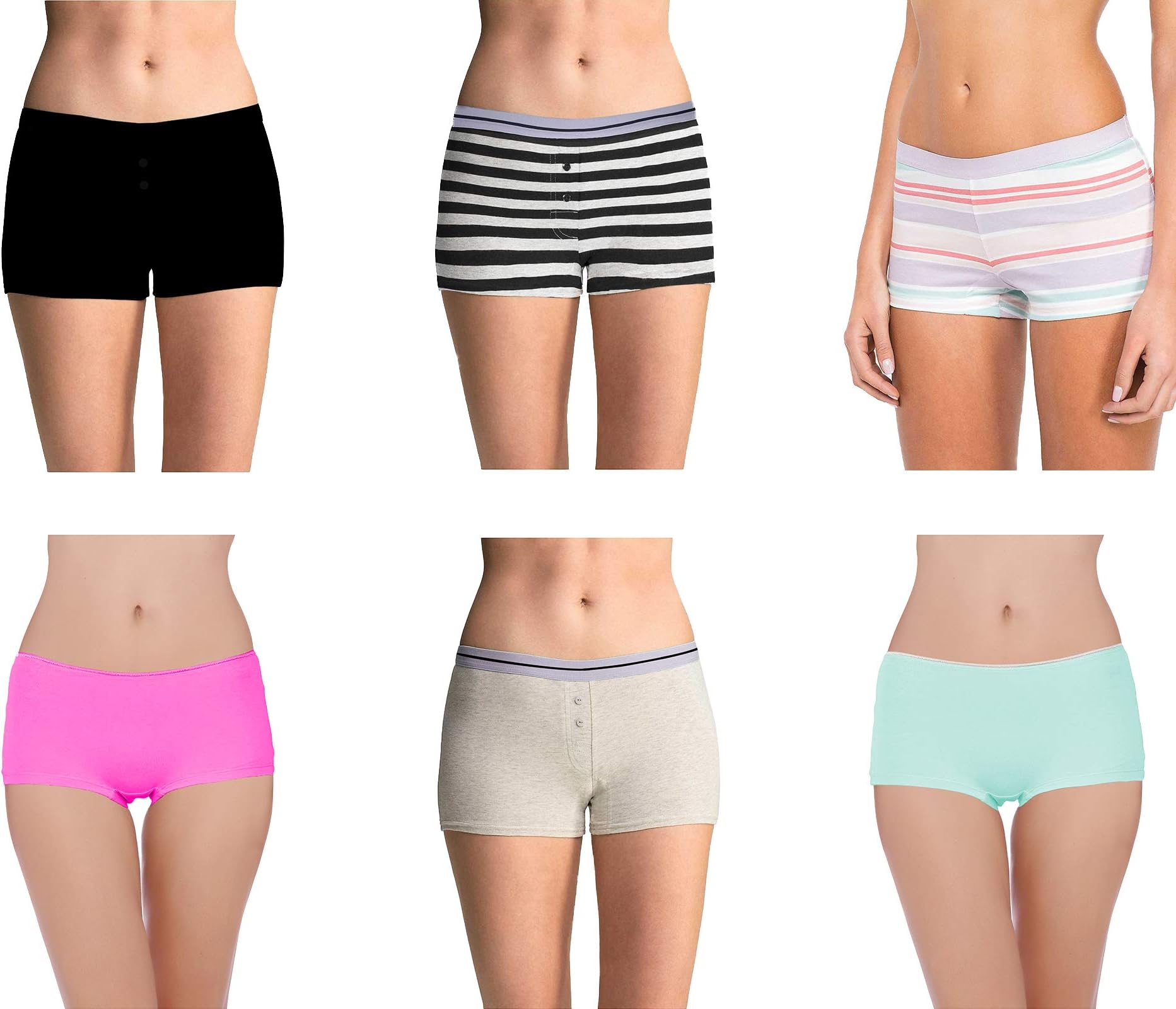 Women's Full Coverage Soft Breathable Cotton Spandex Stretchable Boyshort Underwear Boxer Briefs Hipster Boy Leg Panties