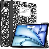 Soke Case for iPad Air 13 Inch (M3/M2,2025-2024), iPad Pro 12.9" 6th/5th Generation with Pencil Holder(2021 2022 Release)-[Apple Pencil Charging + Auto Wake/Sleep] Soft Back Cover, Book Black