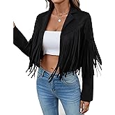 MATEAM Women's Faux Suede Leather Tassel Jackets With Lining Cropped Fringe Coats For Women 2025 Fall Fashion Must Haves