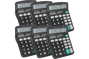 YESBES 6 Pack Calculator Bulk, 12 Digits Calculators Desktop with Large LCD Display and Sensitive Butto, Solar and Battery Dual Power, Desk Calculator for Office, School, Home