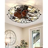 GUGEGUGE Caged Ceiling Fan with Light,Remote Control,5 Bulbs6 Speeds,20''Caged Ceiling Fans with Lights,Reversible Blades Cei