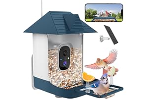 FAZOXO Bird Feeder with Camera,WiFi Outdoor Smart Bird Feeder Camera with Built-in AI Birds Recognition,Solar Powered,Auto Record Video by Cloud Storage,FHD Birds House with Cam,Ideal Gift for Dad and Mom