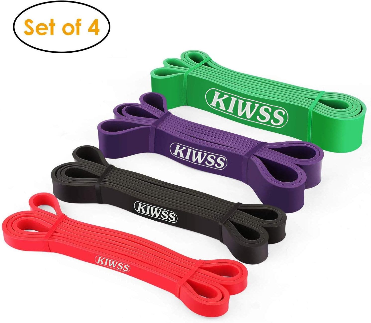 ZEIGER Pull Up Assist Bands, Resistance Bands Set, Workout Bands, Heavy Duty Exercise Bands for Body Stretching, Powerlifting Set of 4