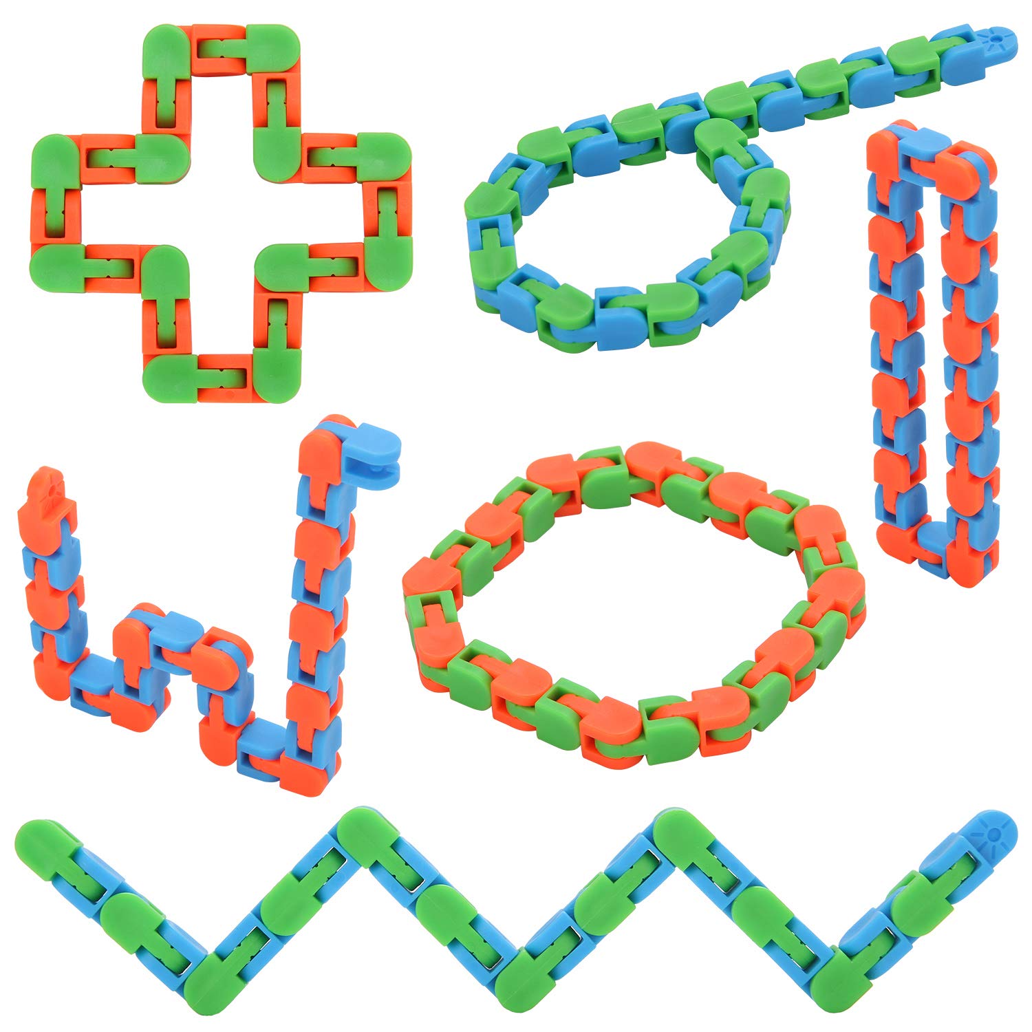 Photo 1 of Yeetec 6 Pack 24 Links Wacky Tracks Snap and Click Fidget Toys, Finger Sensory Toys, Snake Puzzles for Stress Relief, Party Bag Fillers, Party Favours, Random Color
