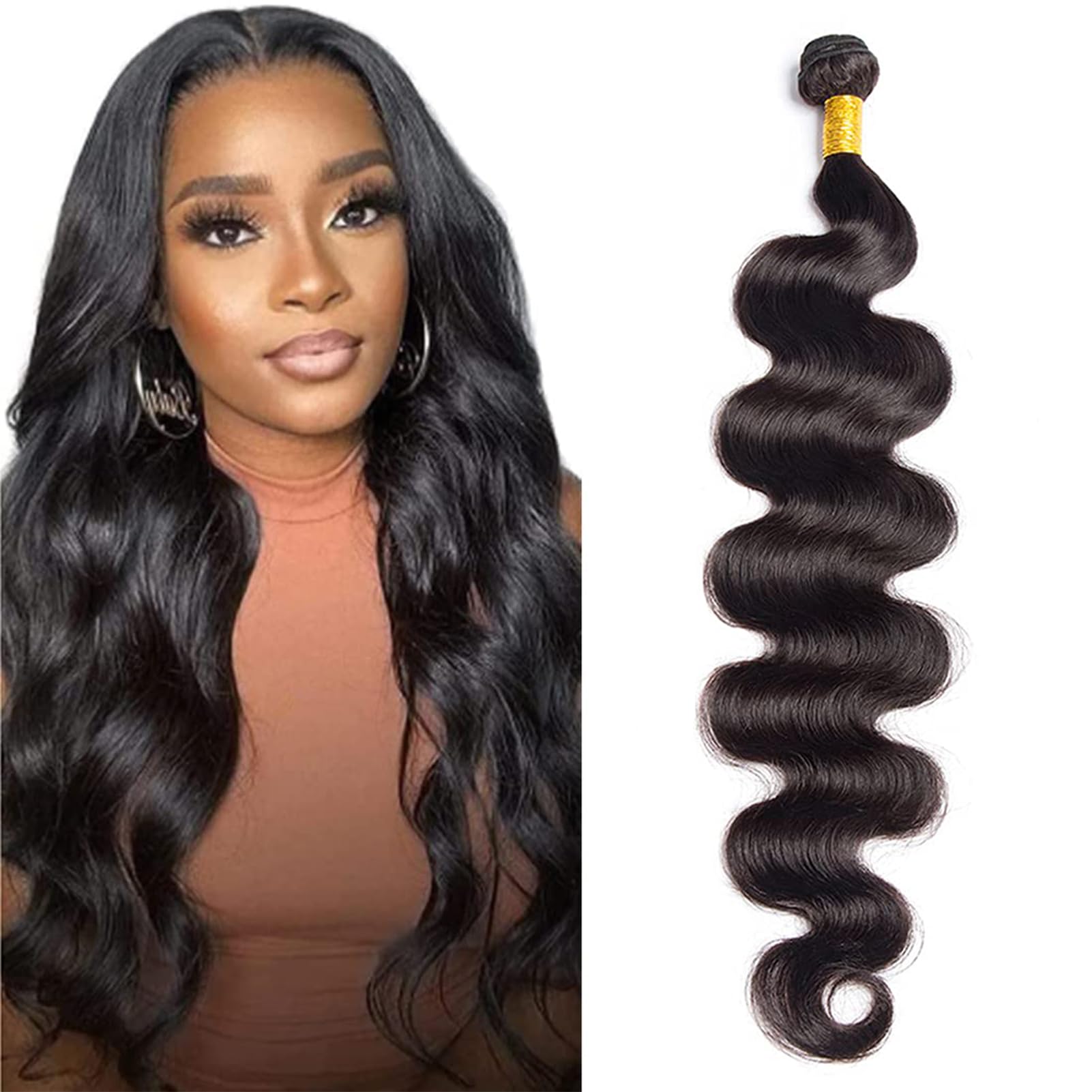 Photo 1 of 12A Body Wave Bundles Human Hair 100% Unprocessed Brazilian Virgin Hair Body Wave Single Bundles Human Hair Weave 1 Bundles Natural Color (26 Inch)