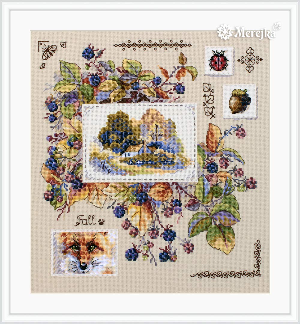 Merejka K-131 Autumn View Counted Cross Stitch Kit, Cotton, Multi-Colour, 30 x 32 cm