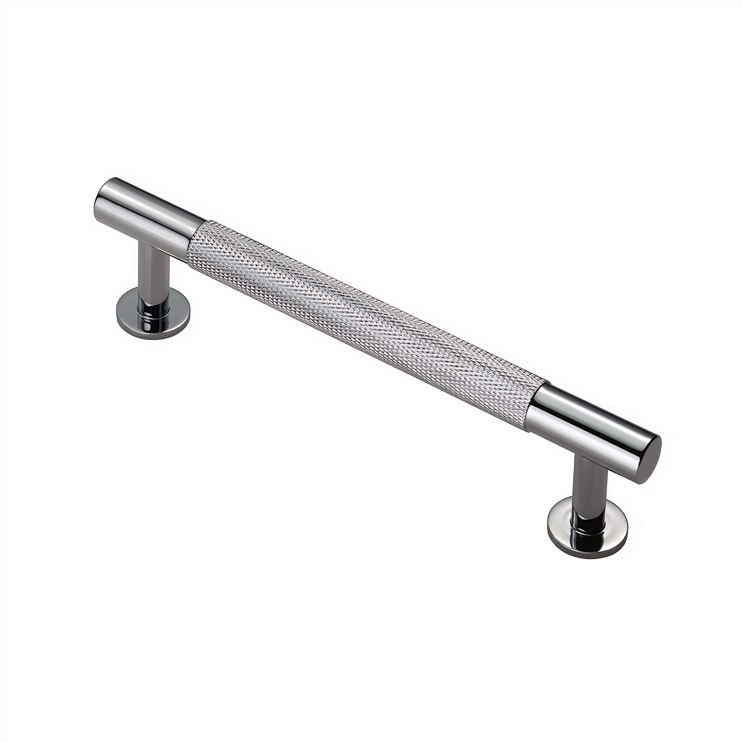 Carlisle Brass Knurled Pull Handle – 128mm Antique Brass Cupboard & Drawer Handle - Polished Chrome