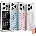 Klearlook 4Pack Silicone Suction Cup Phone Case Mount Double Sided, Sticky Phone Grip for Cell Phone, Hands-Free Phone Accessories for Selfies and Videos, Clear & Light Pink & Light Blue & Black