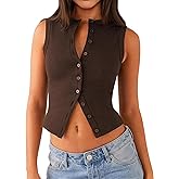 Matunana Womens Going Out Tops Summer Spring Ribbed Tank Sexy Crop Cute Y2K Button Down T Shirts Fashion Clothes 2026