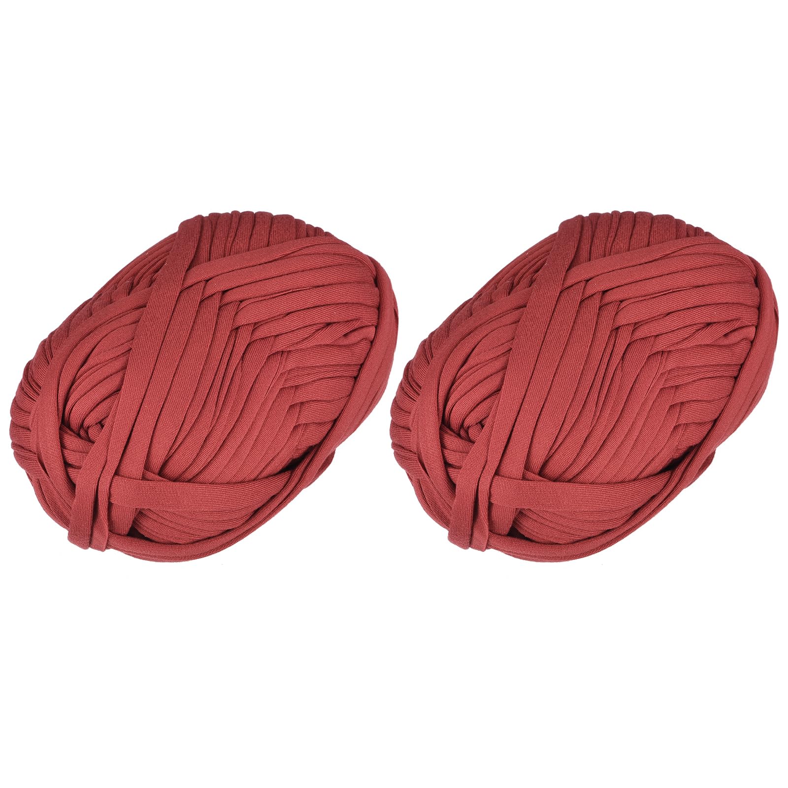 uxcell Elastic Fabric Cloth Yarn, 7oz/ 200g T Shirt Crochet Yarns for DIY Bag Carpet Cushion 2 Rolls, Dark Red