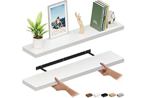 Ballucci Floating Shelves Extra Wide, 2-Pack 48" Wood Wall Mount Shelf Set with Invisible Brackets for Living Room, Bathroom,