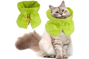 FACULX Cat Recovery Collar, Soft Adjustable Cat Cone Alternative, Lightweight Waterproof Fasteners Collars for Cats Kittens Puppies, After Surgery Stop Licking and Daily Use (Green, (Neck 5.5"-9.8"))