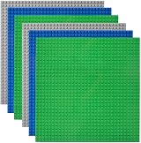 Lekebaby 6 Pack 10x10 Baseplates Compatible with Major Brands Green/Blue/Grey