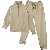 TAQCUX Womens Sweatsuits Fleece Lined Jogging Sweatpants and Half Zip Sweatshirts 2 Piece Matching Sweat Sets