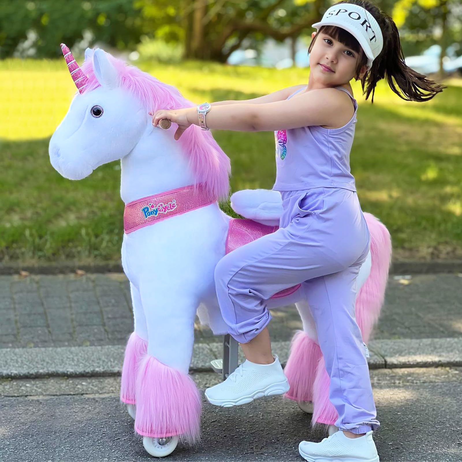 PonyCycle Ride on Pink Unicorn Horse Toys Ride on Toys for Kids 4-8 ...